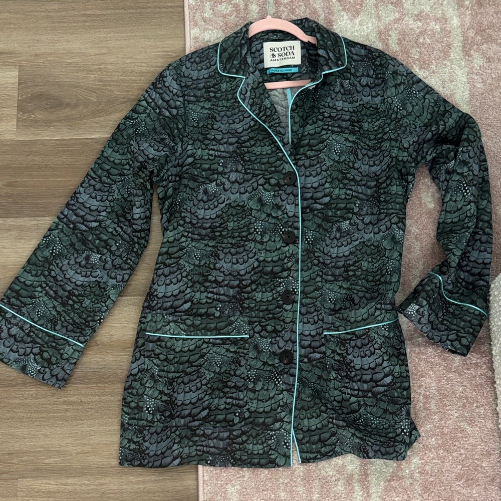 Scotch & Soda Dark Green Textured Blazer